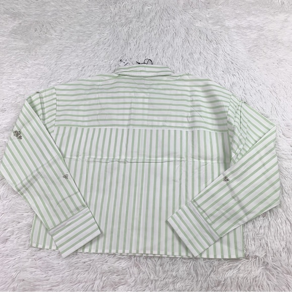Express Embellished Striped Cropped Boyfriend Portofino Shirt long sleeve - Picture 10 of 12